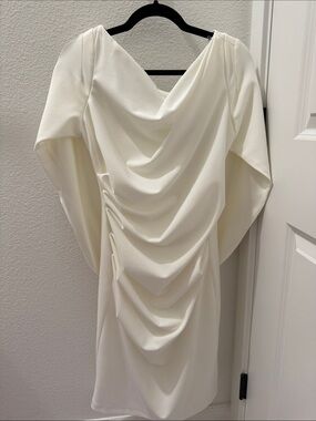 Betsy & Adam Ivory Draped Mini Dress